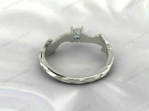Aquamarine Gemstone Solitaire Women Ring 925 Sterling Silver Jewelry - Image 4