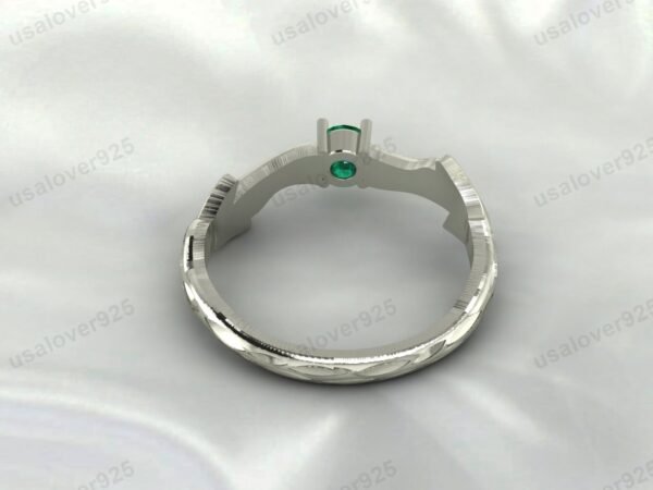 Emerald Green Gemstone Solitaire Women Ring 925 Sterling Silver Jewelry - Image 4