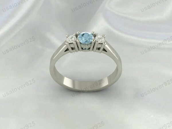 Aquamarine Gemstone Women Ring 925 Sterling Silver Jewelry - Image 4