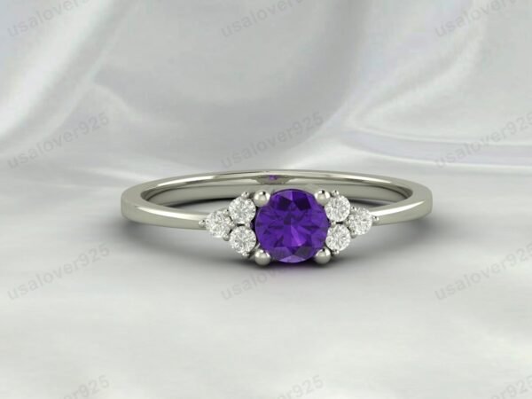 Natural Amethyst Purple Gemstone Solitaire Women Ring 925 Sterling Silver Jewelry - Image 3