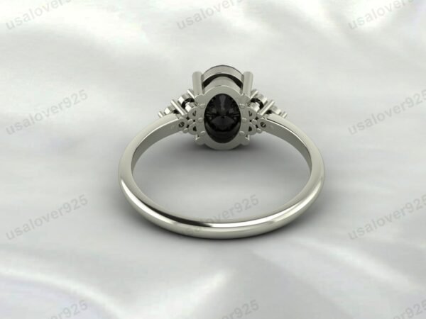 Black Onyx & CZ Diamond Gemstone Women Ring 925 Sterling Silver Jewelry - Image 4