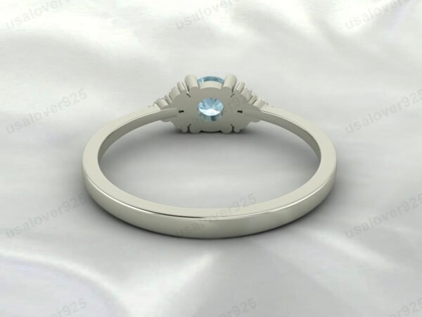 Natural Aquamarine Gemstone Solitaire Women Ring 925 Sterling Silver Jewelry - Image 5