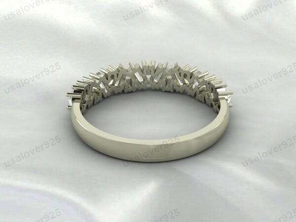 Aquamarine Half Eternity Gemstone Women Ring Band 925 Sterling Silver Jewelry - Image 4