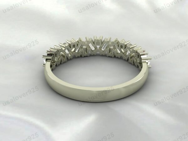 Ruby Half Eternity Gemstone Women Ring Band 925 Sterling Silver Jewelry - Image 4