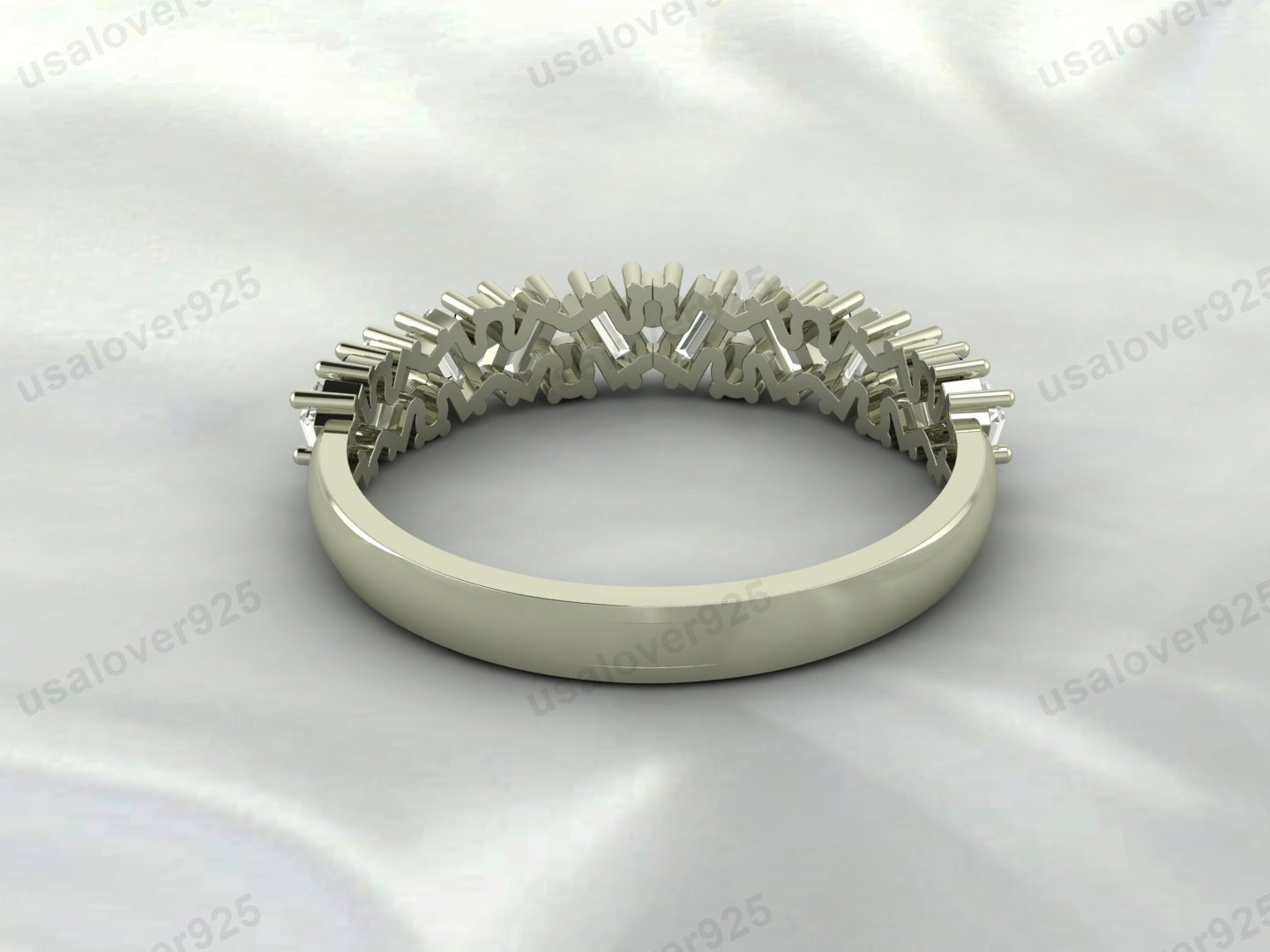 Sapphire Half Eternity Gemstone Women Ring Band 925 Sterling Silver Jewelry - Image 4