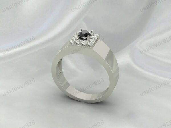 Black Onyx Gemstone Solitaire Women Ring 925 Sterling Silver Jewelry - Image 2
