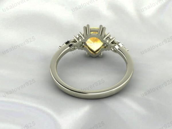 Citrine Pear Gemstone Solitaire Women Ring 925 Sterling Silver Jewelry - Image 4