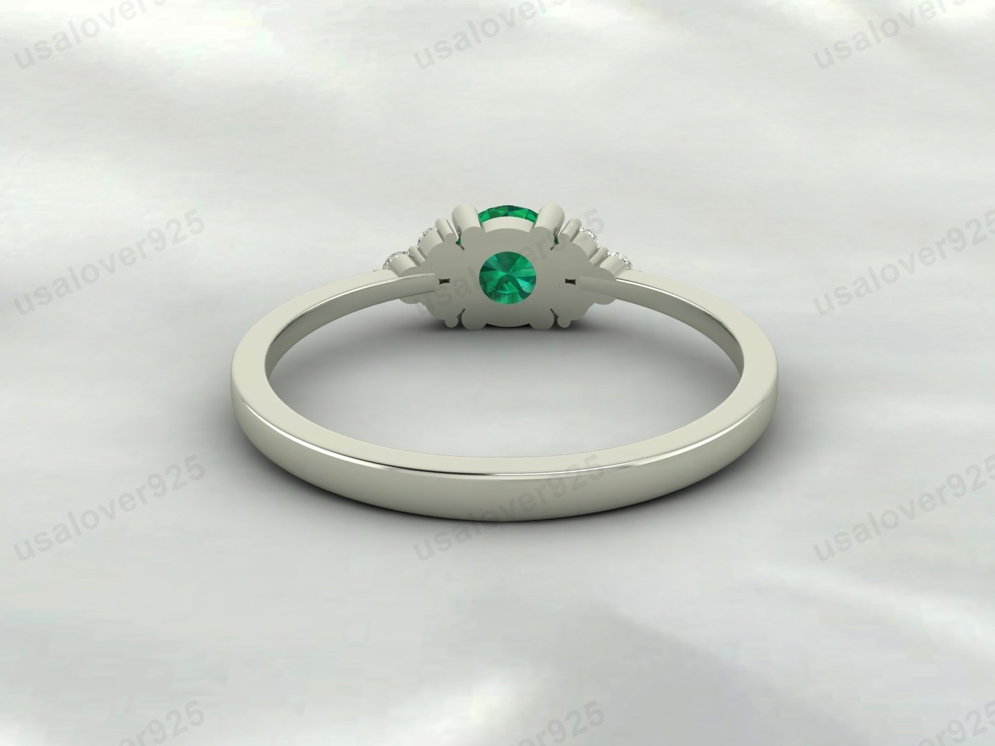 Emerald Green Gemstone Solitaire Women Ring 925 Sterling Silver Jewelry - Image 4