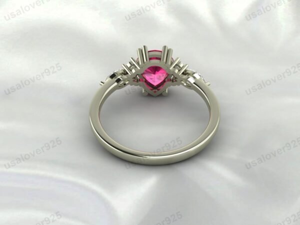 Ruby Pear Gemstone Solitaire Women Ring 925 Sterling Silver Jewelry - Image 4