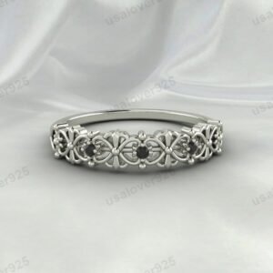 Black Onyx Art Deco Women’s Ring – 925 Sterling Silver Gemstone Jewelry