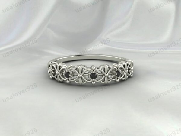 Black Onyx Art Deco Women’s Ring – 925 Sterling Silver Gemstone Jewelry
