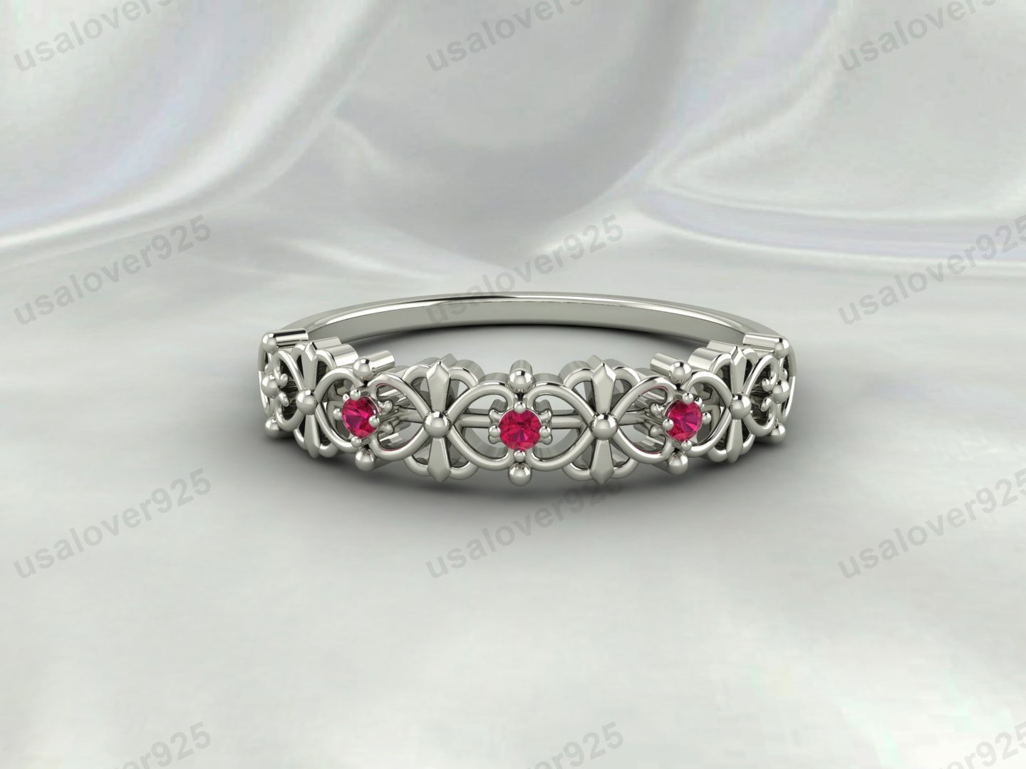 Ruby Art Deco Women’s Ring – 925 Sterling Silver Gemstone Jewelry