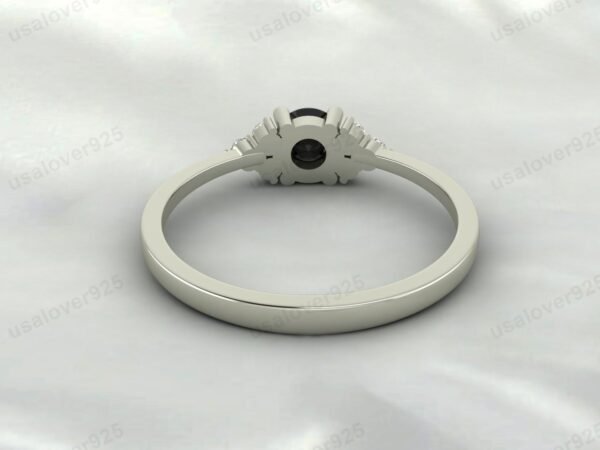Natural Black Onyx Gemstone Solitaire Women Ring 925 Sterling Silver Jewelry - Image 4