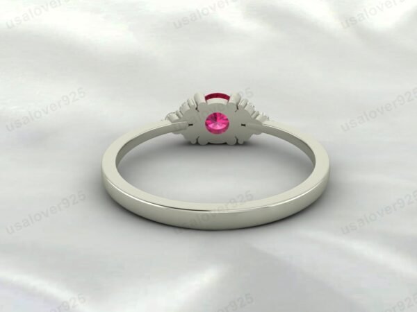Natural Ruby Pink Gemstone Solitaire Women Ring 925 Sterling Silver Jewelry - Image 4