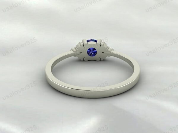 Blue Sapphire Gemstone Solitaire Women Ring 925 Sterling Silver Jewelry - Image 3