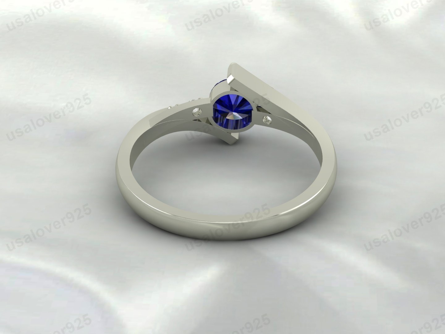 Blue Sapphire Gemstone Solitaire Women Ring 925 Sterling Silver Jewelry - Image 4