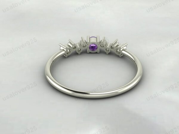 Amethyst Round Gemstone Eternity Women Ring 925 Sterling Silver Jewelry - Image 3