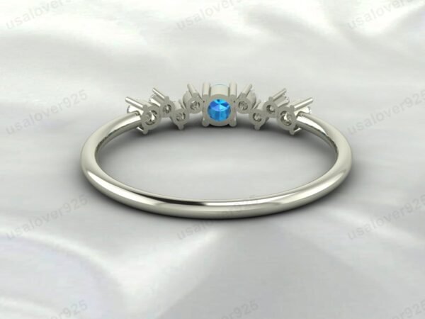 Blue Topaz Gemstone Eternity Women Band Ring 925 Sterling Silver Jewelry - Image 3