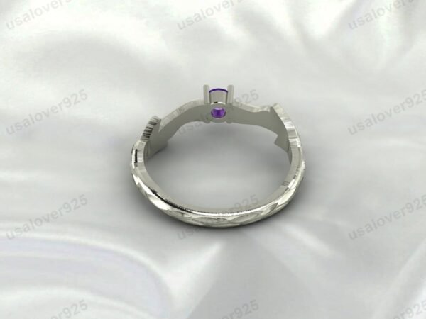 Amethyst Purple Gemstone Solitaire Women Ring 925 Sterling Silver Jewelry - Image 4