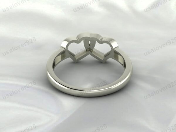 Double Heart Shape 925 Sterling Silver Women Ring Jewelry - Image 4