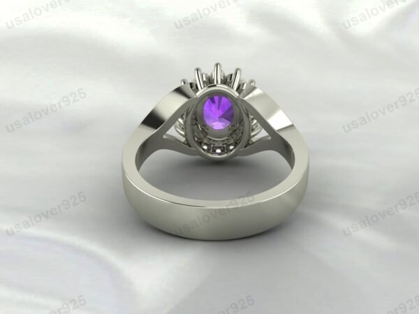 Amethyst Oval Gemstone Women Ring 925 Sterling Silver Jewelry - Image 4