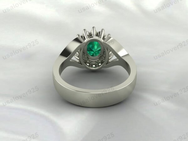 Emerald Oval Gemstone Women Ring 925 Sterling Silver Jewelry - Image 3