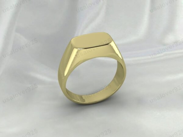 Simple Handmade High Quality Yellow Brass Mens Signet Ring Jewelry - Image 5