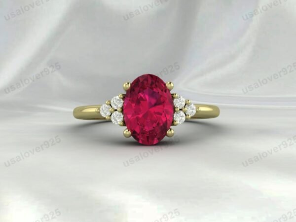 Ruby Pink & CZ Diamond Gemstone Women Ring 925 Sterling Silver Jewelry - Image 4