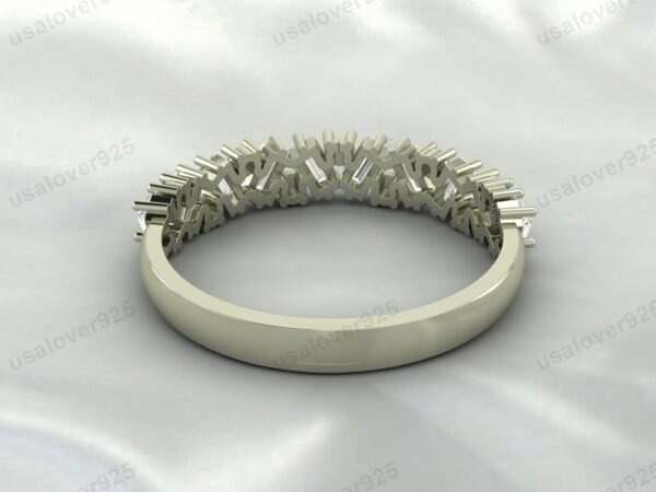 Emerald Half Eternity Gemstone Women Ring Band 925 Sterling Silver Jewelry - Image 3