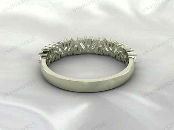 Natural Peridot Half Eternity Gemstone Women Ring Band 925 Sterling Silver Jewelry - Image 3