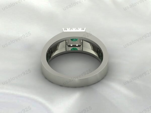 Emerald Gemstone Solitaire Women Ring 925 Sterling Silver Jewelry - Image 4