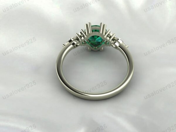 Emerald Pear Gemstone Solitaire Women Ring 925 Sterling Silver Jewelry - Image 4