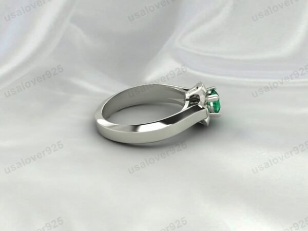 Dainty Emerald Green Gemstone Solitaire Women Ring, 925 Sterling Silver Jewelry - Image 5