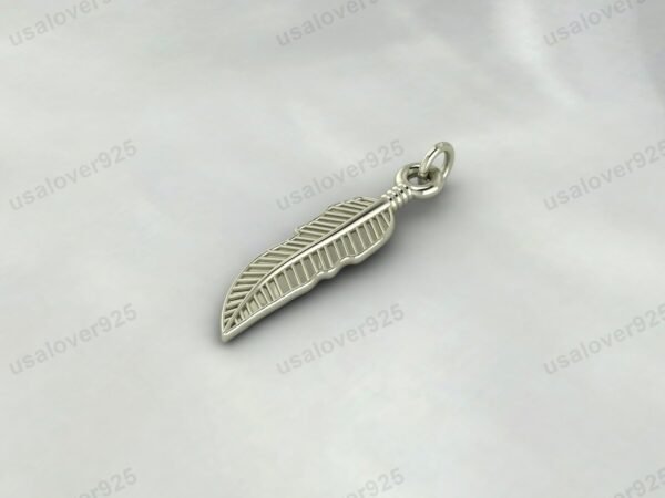 Feather Unique Design Unisex Pendant, 925 Sterling Silver Necklace Jewelry - Image 4