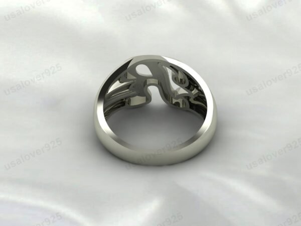 R Alphabet Design 925 Sterling Silver Simple Handmade Unisex Signet Ring Jewelry - Image 5