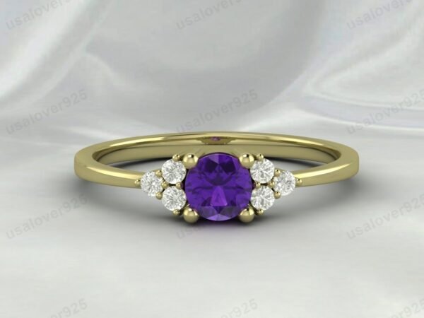 Natural Amethyst Purple Gemstone Solitaire Women Ring 925 Sterling Silver Jewelry - Image 4