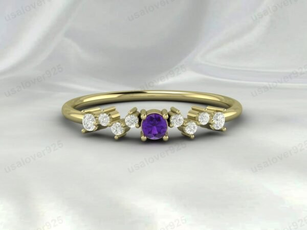 Amethyst Round Gemstone Eternity Women Ring 925 Sterling Silver Jewelry - Image 2