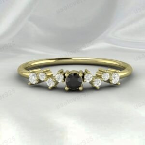 Black Onyx Gemstone Eternity Women Band Ring 925 Sterling Silver Jewelry
