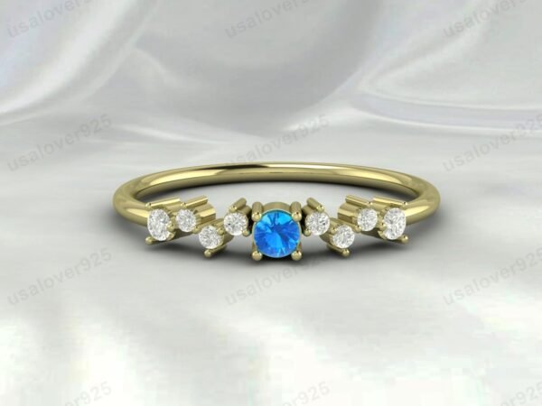 Blue Topaz Gemstone Eternity Women Band Ring 925 Sterling Silver Jewelry - Image 4