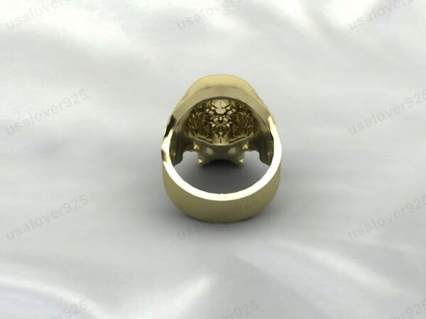 Skull Design Handmade High Quality Yellow Brass Mens Signet Ring Jewelry - Image 4