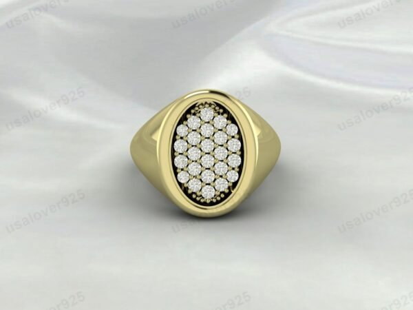 CZ Diamond Stone High Quality Yellow Brass Mens Signet Ring Jewelry - Image 2