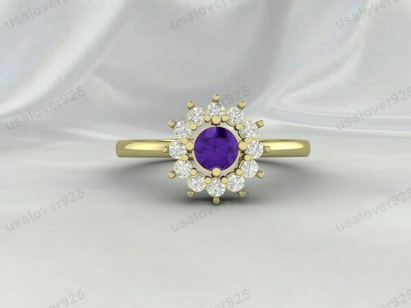 Amethyst Gemstone Solitaire Women Ring 925 Sterling Silver Jewelry - Image 3