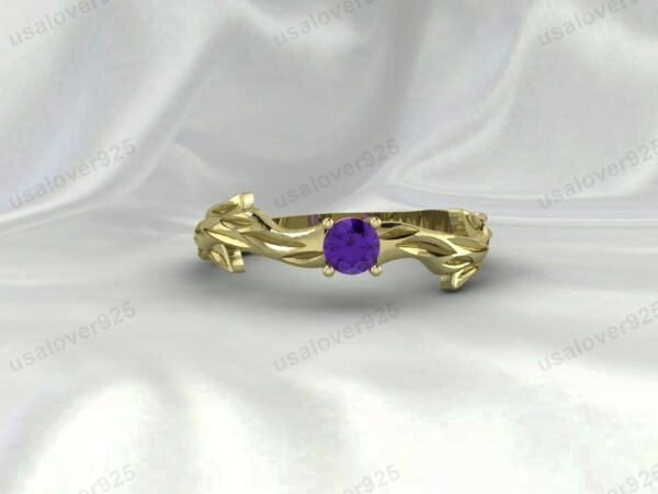 Amethyst Purple Gemstone Solitaire Women Ring 925 Sterling Silver Jewelry - Image 2