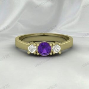 Amethyst Purple Gemstone Women Ring 925 Sterling Silver Jewelry