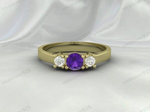 Amethyst Purple Gemstone Women Ring 925 Sterling Silver Jewelry