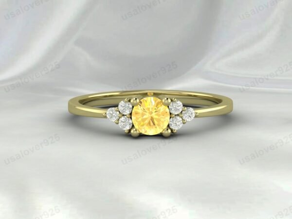 Citrine Yellow Gemstone Solitaire Women Ring 925 Sterling Silver Jewelry - Image 2