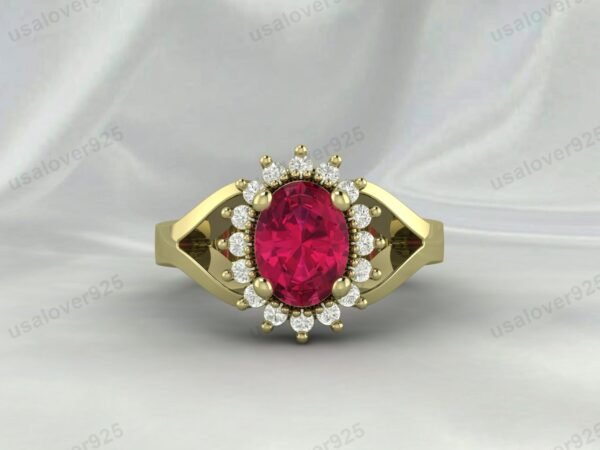 Ruby Oval Gemstone Women Ring 925 Sterling Silver Jewelry - Image 2
