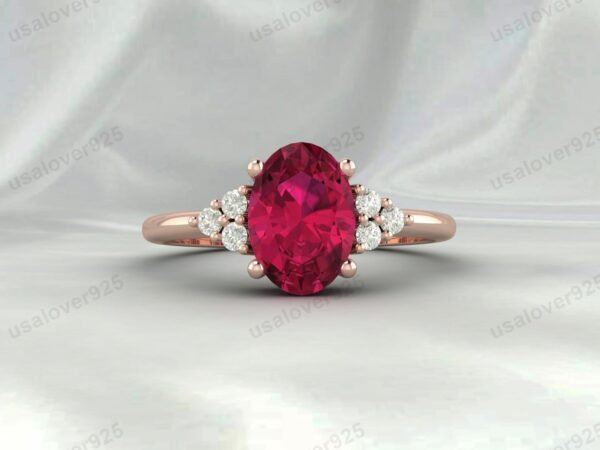 Ruby Pink & CZ Diamond Gemstone Women Ring 925 Sterling Silver Jewelry