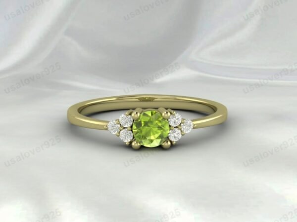 Natural Peridot Green Gemstone Solitaire Women Ring 925 Sterling Silver Jewelry