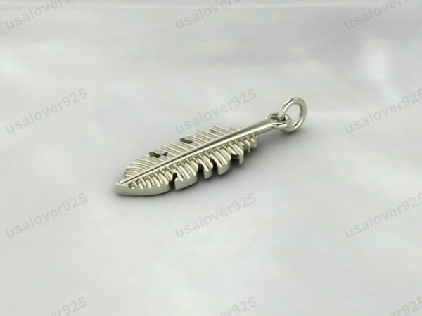 Feather Unique Design Unisex Pendant, 925 Sterling Silver Necklace Jewelry - Image 4